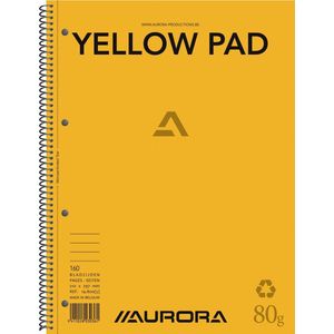 Aurora Collegeblok - Yellow Pad - A4 - Gelinieerd - Gerecycled Notitieblok - 160 bladzijden