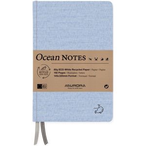 Aurora Ocean notitieboek 145 x 220 mm gelinieerd 96 vel walvis  - Blauw