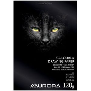 Tekenblok aurora a4 20 vel 120gr gekleurd tekenpap | 15 stuks