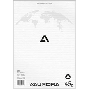 Aurora - MAXI PACK - 5 x ECO kladblok: Formaat A4 - Blanco vellen - 200 Bladzijden - 45gr gerecycleerd papier.