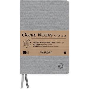 Aurora Notitieboek - Ocean - Recycled Kaft - Recycled Papier - A5 - 192 Bladzijden - Gelinieerd - 80g - Grijs - 4 Stuks