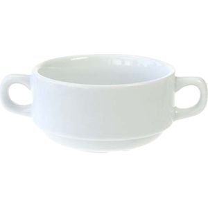 Cosy & Trendy Kommetjes/soepkommen voor dessert/ontbijt - Porselein - D10 x 5.5 cm - wit - met oortjes - stapelbaar