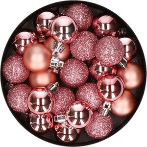 Cosy &amp; Trendy Kerstballen mini - 20x - roze - D3 cm - kunststof - kerstversiering - Kerstbal