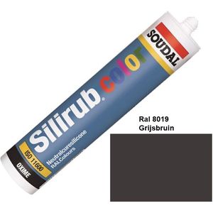 Soudal Silirub  Color | Siliconenkit | Grijsbruin Ral 8019 | 300 ml - 116106