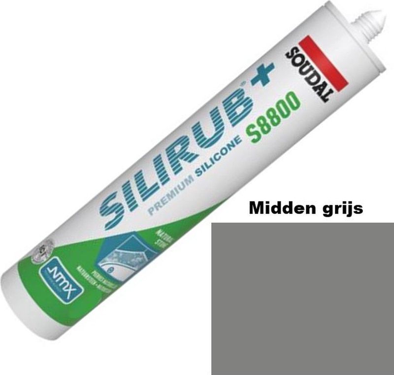 Soudal - Silirub+ S8800 - Siliconekit - Middengrijs - 310 ml