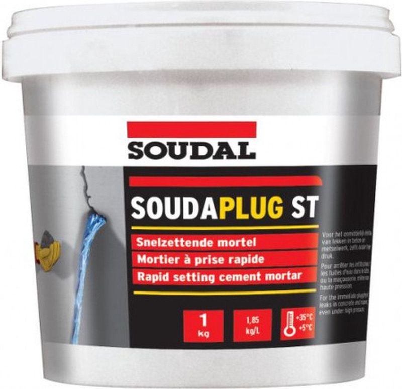 Soudal - Soudaplug ST - Mortel - 1 kg - Cement-gebaseerd - Hydrofobe