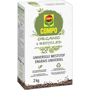 COMPO Organic & Recycled Meststof, universeel, biologisch, van 100% plantaardige afkomst, kartonnen doos van 95% gerecycled materiaal, 2 kg
