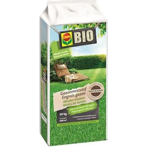 COMPO Gazonmeststof Minder Maaien - 100% natuurlijk - met bacteriën - voedt het gazon 100 dagen lang - onderhoudsvriendelijk gazon - zak 20 kg (400 m²)