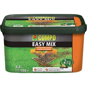 COMPO Easy Mix, bij een uitgedund gazon, 2-in-1-formule met graszaden en meststof met lange werking, in emmer, voor 100 m², 2,2 kg