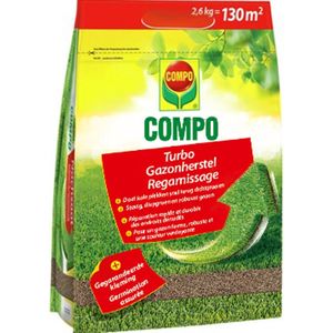 COMPO Turbo Gazonherstel - graszaden met extreem snelle werking - voor het herstel van kale plekken in het gazon - voor een heel snel zichtbaar resultaat - zak 2,6 kg (130 m²)