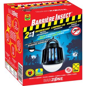 Barrière Insect Nomade Muggenlamp 2 in 1 - verlicht de omgeving en bestrijdt muggen - met USB kabel - waterbestendig - 1 stuk