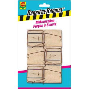 Barrière Radikal Muizenvallen - krachtig veermechanisme - 3 stuks