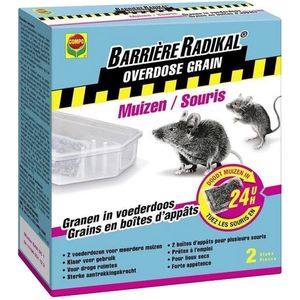 Barriere Radikal Overdose Grain 24H Muizen - voorgedoseerde zakjes in voederdoos - droge ruimtes - snelle werking 24 uur - 2 x 10 g