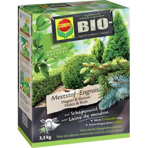 COMPO Bio Meststof Hagen en Buxus - 100% organische meststof met directe en lange werking van 5 maanden - voor sterke diepgroene planten - doos 3,5 kg