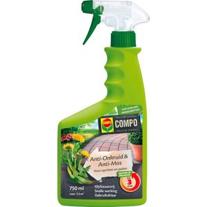 COMPO Anti-Onkruid & Anti-Mos Spray Opritten & Paden - natuurlijke ingrediënten - eerste resultaten binnen 3 uur - spray 750 ml (7,5 m²)
