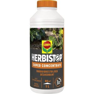 Herbistop Super Alle Oppervlakken - geconcentreerde onkruid- en mosbestrijder - snelle werking - fles 1L (80 m²)
