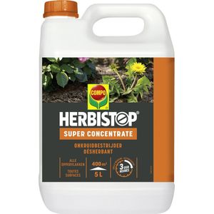 Herbistop Super Alle Oppervlakken - geconcentreerde onkruid- en mosbestrijder - snelle werking - bidon 5 L (400 m²)