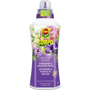 COMPO Vloeibare Meststof Geraniums & Balkonplanten - voor een prachtige, rijke bloei - fles 1 L