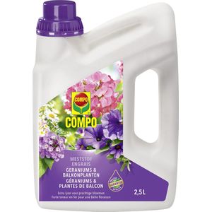 COMPO Vloeibare Meststof Geraniums & Balkonplanten - voor een prachtige, rijke bloei - bidon 2,5 L