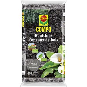 COMPO Houtchips Antraciet - decoratieve bodembedekker voor paden, bloemperken, speelruimten - kaliber 20-40 mm - zak 55L
