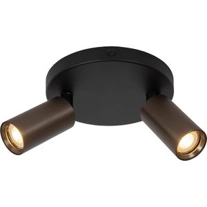 Lucide RITMO - Plafondspot - Ø 15 cm - 2xGU10 (MR11) - Koffie