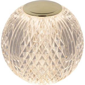 Lucide CINTRA - Oplaadbare Tafellamp - Accu/Batterij - Ø 11 cm - LED 3 StepDim - 1x2W 2700K - Transparant