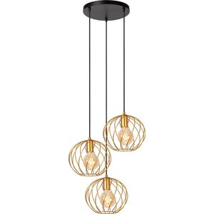 Lucide Hanglamp Danza, 3-lamps, rond, goud