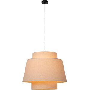 Lucide Tribute hanglamp, 1-lamp, Ø 60 cm, textiel, beige