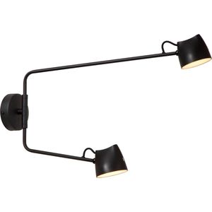 Lucide - MILNE - Wandlamp - Zwart - LED Dimbaar - 2x8W 2700K