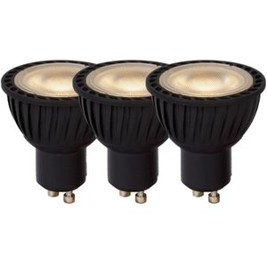 Lucide MR16 - Led lamp - Ø 5 cm - LED Dimb. - GU10 - 3x5W 3000K - Zwart - Set van 3