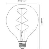 Lucide Ledlamp met gloeidraad, Ø 9,5 cm, 1 x 5 W, 2200 K, amberkleurig