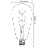 Lucide LED Bulb - Filament lamp - diametro 6,4 cm - LED Dimb. - E27-1x5W 2200K - Amber, 1 x 1 x 14.6 cm