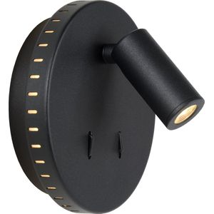 Lucide BENTJER - Bedlamp / Wandlamp - Ø 14 cm - LED - 3000K - Zwart
