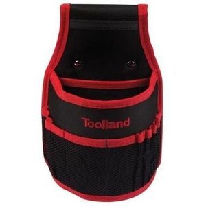 Toolland Nagel- en gereedschapshouder voor riem, nylon, met vakken en lussen, zwart/rood