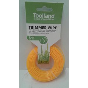 Toolland Trimmerdraad, nylon, geel, 2 mm, 25 m