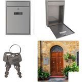 Perel Brievenbus Ibiza, wandmontage, met naamplaatje, incl. 2 sleutels, afmetingen (H x B x D) 36 x 26 x 8 cm, zilvergrijs