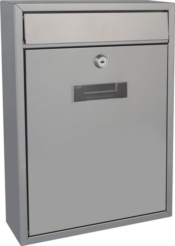 Perel Brievenbus Ibiza, wandmontage, met naamplaatje, incl. 2 sleutels, afmetingen (H x B x D) 36 x 26 x 8 cm, zilvergrijs