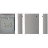 Perel Brievenbus Milan, wandmontage, glazen front, incl. 2 sleutels, afmetingen (H x B x D) 36 x 26 x 8 cm, zilverkleurig