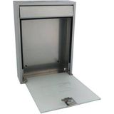 Perel Brievenbus Milan, wandmontage, glazen front, incl. 2 sleutels, afmetingen (H x B x D) 36 x 26 x 8 cm, zilverkleurig