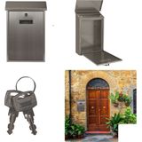 Perel - Berlin - Brievenbus - Zilvergrijs - Inox - Met Slot