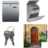 Perel - Nice Brievenbus - Zilvergrijs - Gegalvaniseerd Staal - Met Slot