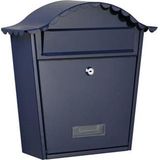 Perel Brievenbus Paris, wandmontage, met naamplaatje, incl. 2 sleutels, afmetingen (H x B x D) 37 x 26.5 x 13.2 cm, blauw