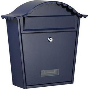 Perel Brievenbus Paris, wandmontage, met naamplaatje, incl. 2 sleutels, afmetingen (H x B x D) 37 x 26.5 x 13.2 cm, blauw