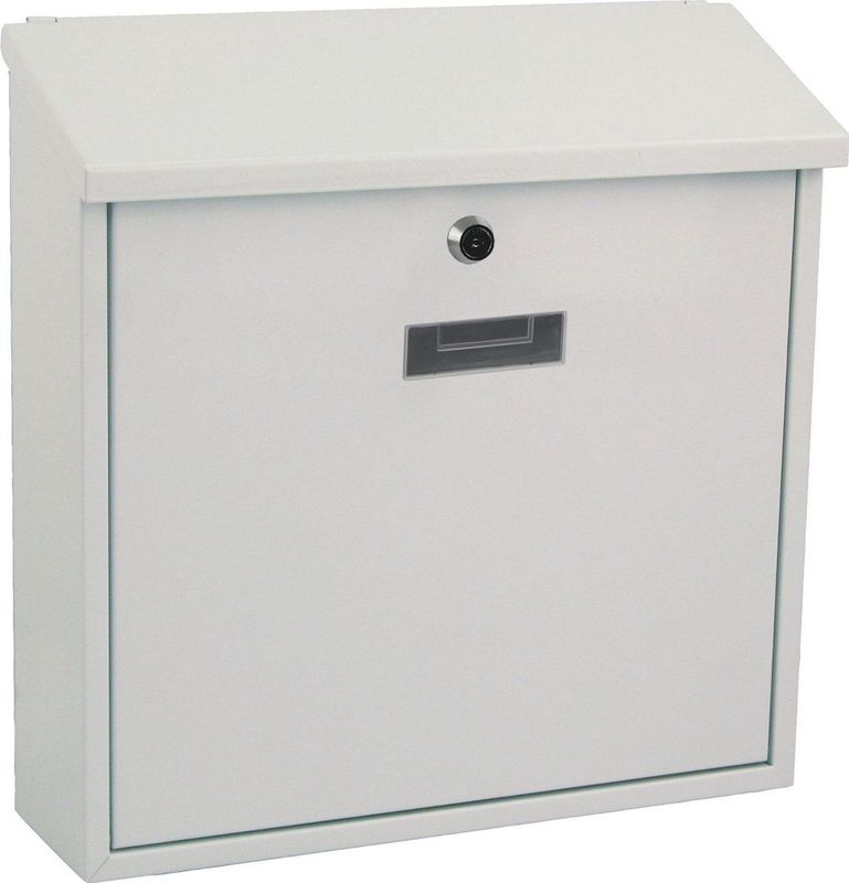 Perel Brievenbus Monaco, wandmontage, met naamplaatje, incl. 2 sleutels, afmetingen (H x B x D) 36.8 x 36.5 x 10 cm, wit