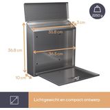 Perel - Monaco - Wandbriefkast - Silbergrau - RVS - Met Namensschild en Sleutels