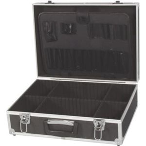 Perel Gereedschapskoffer, gereedschapshouders, tussenwanden verstelbaar, sleutelslot, 2 sleutels, aluminium, zwart, 455 x 330 x 152 mm