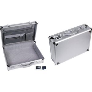 Perel Aktenkoffer, 2 cijfersloten, schouderriem, aluminium, grijs, 460 x 335 x 110 mm