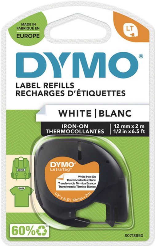 Dymo - LetraTag - Labeltape - Zwart op Wit - 12mm