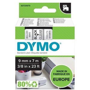 Labeltape Dymo 40910 S0720670 D1 polyester 9mmx7m zwart op transparant
