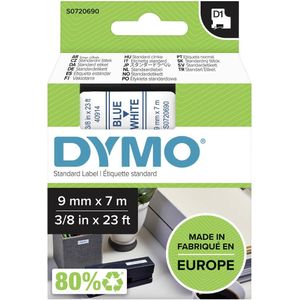 Dymo Tape D1 9mm Blauw/wit